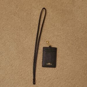 Coach Black Card Holder with Gold Accents